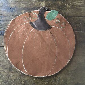 Pumpkin Holiday Placemats Set of 8 Orange Round Thanksgiving Dinner Table